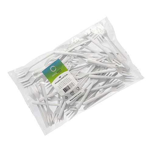 Circulware by Haval Mehrweg-Snackgabeln PP-MF 13 cm weiss extra stabil