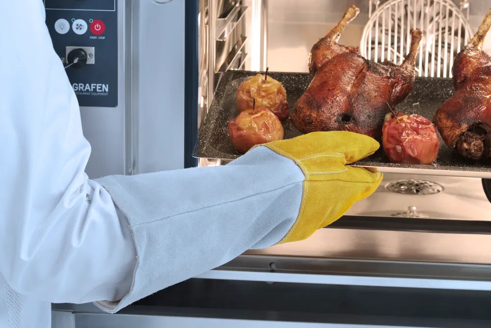 Leder-Grillhandschuhe hitzebeständig – 2 Stück, 2 Stk., (L)460mm Leder-Grillhandschuhe hitzebeständig – 2 Stück, 2 Stk., (L)460mm