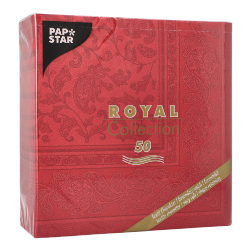 12500 Servietten "ROYAL Collection" 1/4-Falz 40 cm x 40 cm bordeaux "Ornaments"
