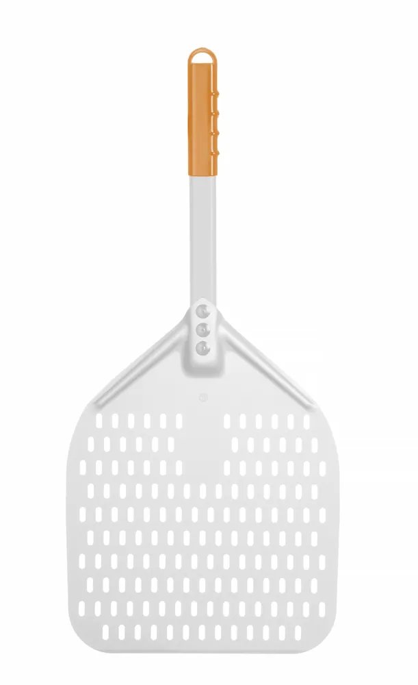 Pizzaschaufel mit kurzem Griff, quadratisch, perforiert, 300x660mm Pizzaschaufel mit kurzem Griff, quadratisch, perforiert, 300x660mm