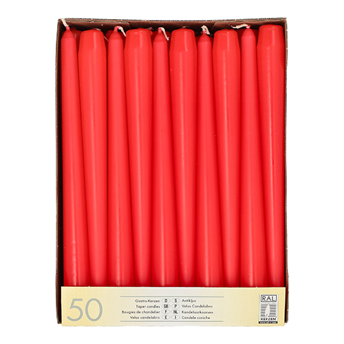 50 Leuchterkerzen Ø 2,2 cm · 25 cm rot 7200 Leuchterkerzen Ø 2,2 cm · 25 cm rot