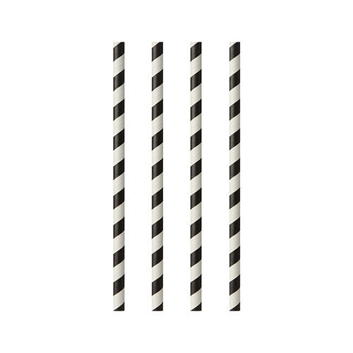 67500 Trinkhalme, Papier Ø 6 mm · 20 cm schwarz/weiss "Stripes"