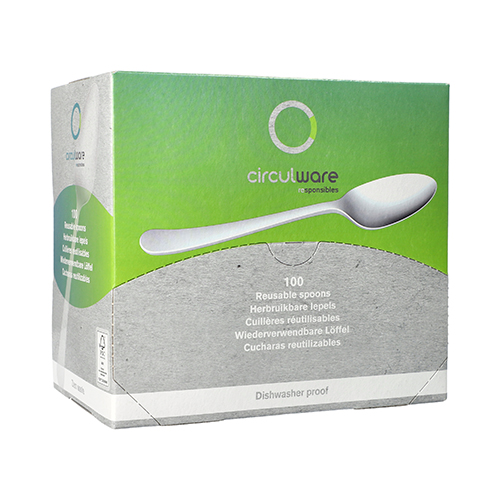 18000 "Circulware by Haval" Mehrweg-Löffel PP-MF 19 cm weiss "Gaia" extra stabil, in Spenderbox
