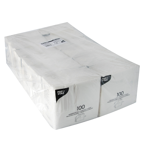 4800 Servietten, 1-lagig 1/4-Falz 33 cm x 33 cm weiss 72000 ! 33 cm x 33 cm weiss