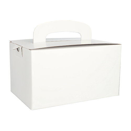 1200 Lunch-Boxen, Pappe "pure" eckig 12,5 cm x 15,5 cm x 22,5 cm weiss mit Tragegriff