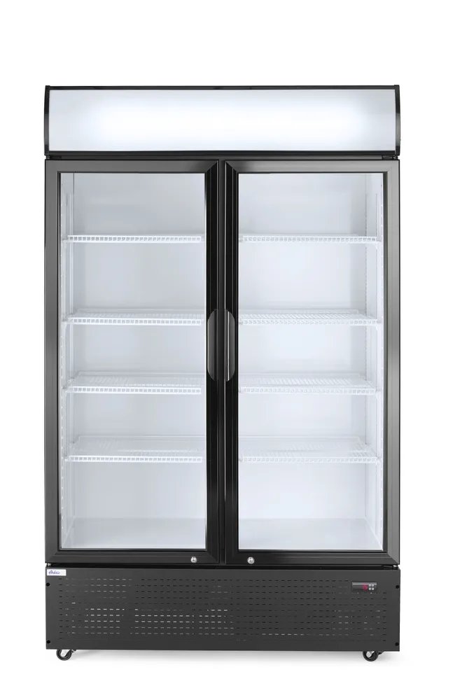 Rückwandkühlschrank mit hinterleuchteter Blende, zweitürig, Arktic, 512L, Schwarz, 220-240V/510W, 1120x585x(H)1900mm Rückwandkühlschrank mit hinterleuchteter Blende, zweitürig, Arktic, 512L, Schwarz, 220-240V/510W, 1120x585x(H)1900mm