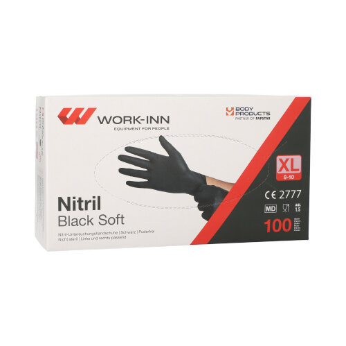 WORK-INN/PS Handschuhe, Nitril puderfrei "Black Soft" schwarz Größe XL