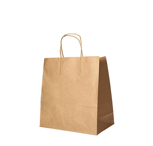 4800 Tragetaschen, Papier 25 cm x 26 cm x 17 cm braun mit gedrehtem Tragegriff