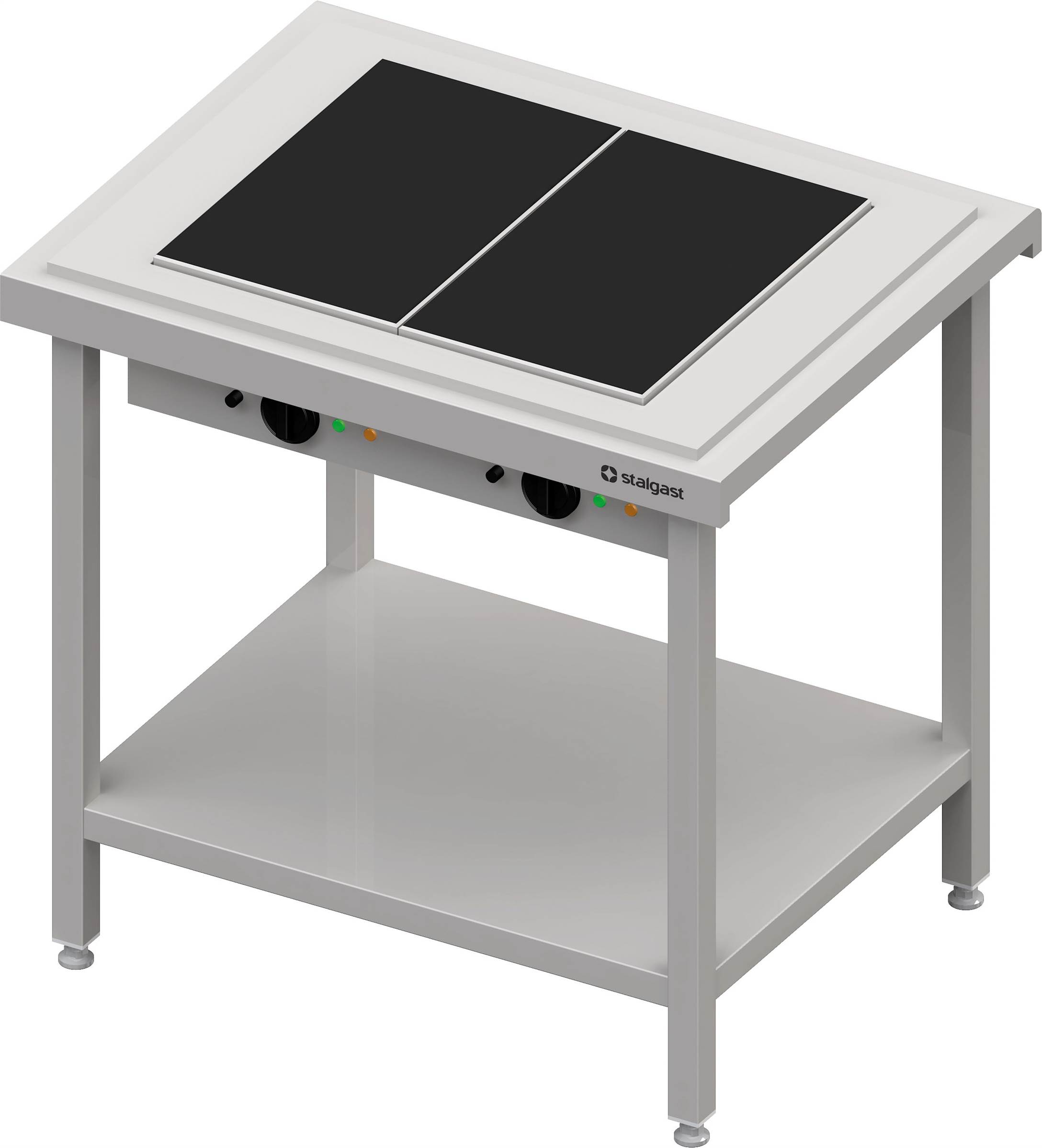 Warmausgabe mit einer Glaskeramik-Wärmeplatte 2x GN1/1, 920x750x880, Edelstahlabdeckung Warmausgabe mit einer Glaskeramik-Wärmeplatte 2x GN1/1, 920x735x880, Granitabdeckung "Standard G1"