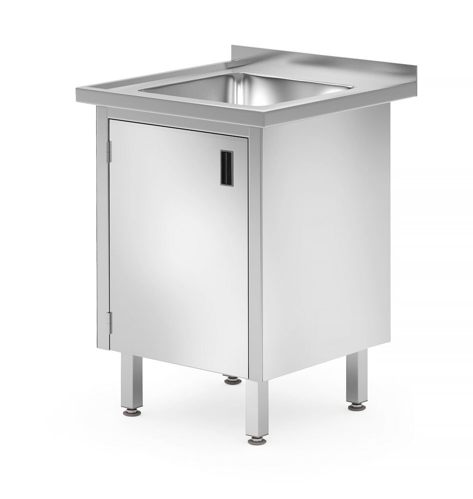 Waschtisch, Schrank – verschweißt, mit Scharniertüren, HENDI, Profi Line, 600x600x(H)850mm