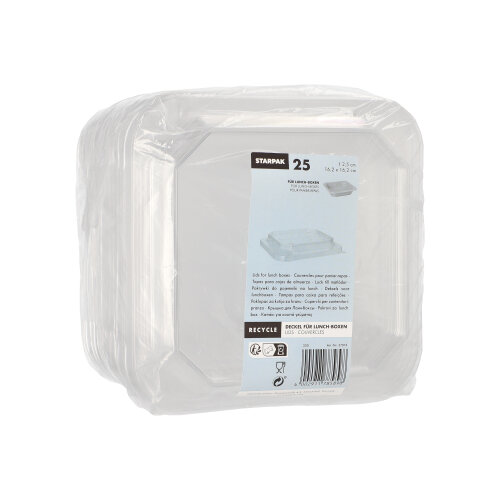 4500 Deckel für Lunchboxen PET eckig 2,5 cm x 16,2 cm x 16,2 cm transparent