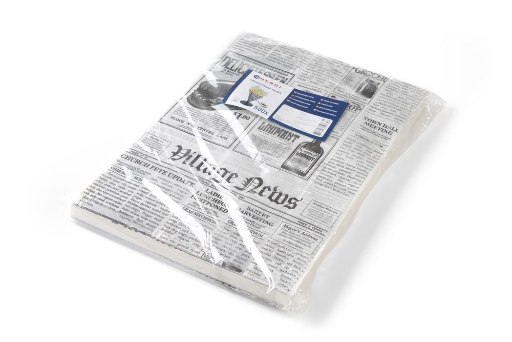 Einschlagpapier, fettdicht, HENDI, Zeitungsdruck, 500 Stk., 250x350mm