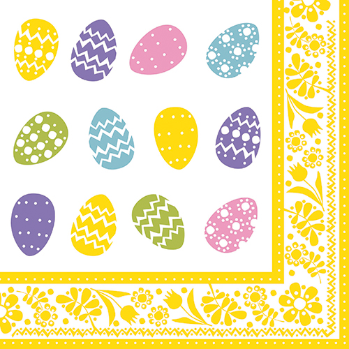 14000 Servietten, 3-lagig 1/4-Falz 40 cm x 40 cm "Coloured Eggs"