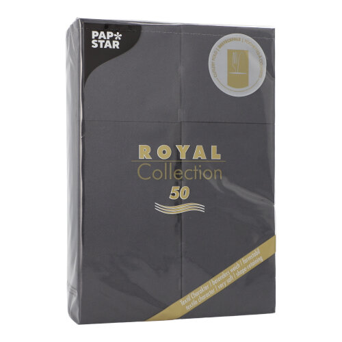 50 Servietten "ROYAL Collection" 48 cm x 30 cm schwarz mit Besteckfalz 14400 Servietten "ROYAL Collection" 48 cm x 30 cm schwarz mit Besteckfalz