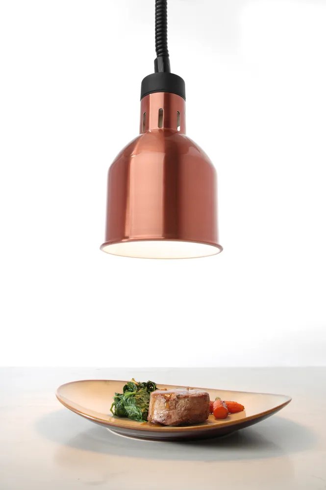 Höhenverstellbare Wärmelampe, zylinderförmig, Kupfer, 230V/250W, ⌀175x(H)250mm Höhenverstellbare Wärmelampe, zylinderförmig, Kupfer, 230V/250W, ⌀175x(H)250mm