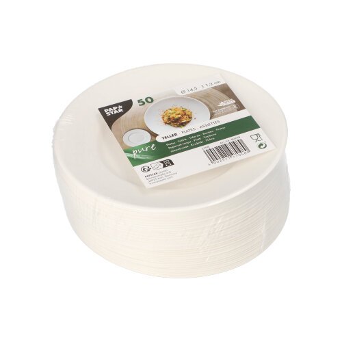 24000 Teller Zuckerrohr "pure" rund Ø 14,5 cm · 1,2 cm weiss "Cella"