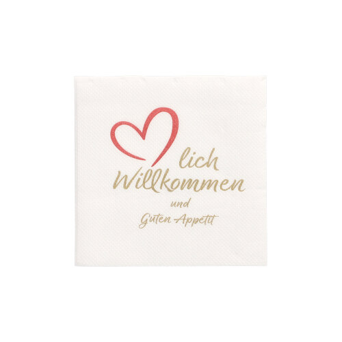 2000 Servietten, 2-lagig "PUNTO" 1/4-Falz 20 cm x 20 cm weiss "Herzlich Willkommen & Guten Appetit" mikrogeprägt 48000 Servietten, 2-lagig "PUNTO" 1/4-Falz 20 cm x 20 cm weiss "Herzlich Willkommen & Guten Appetit" mikrogeprägt