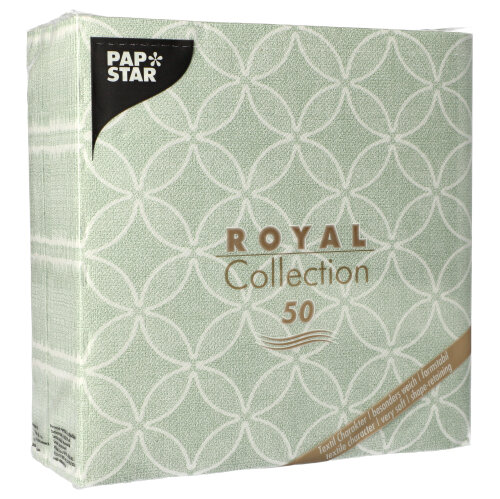 12500 Servietten "ROYAL Collection" 1/4-Falz 40 cm x 40 cm jadegrün "Circle Flowers"