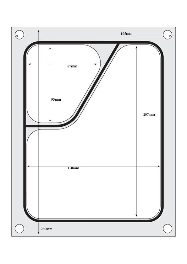 Matrize für Versiegelungsmaschine, ein zweiteiliger Colt-Behälter (227x178 mm)