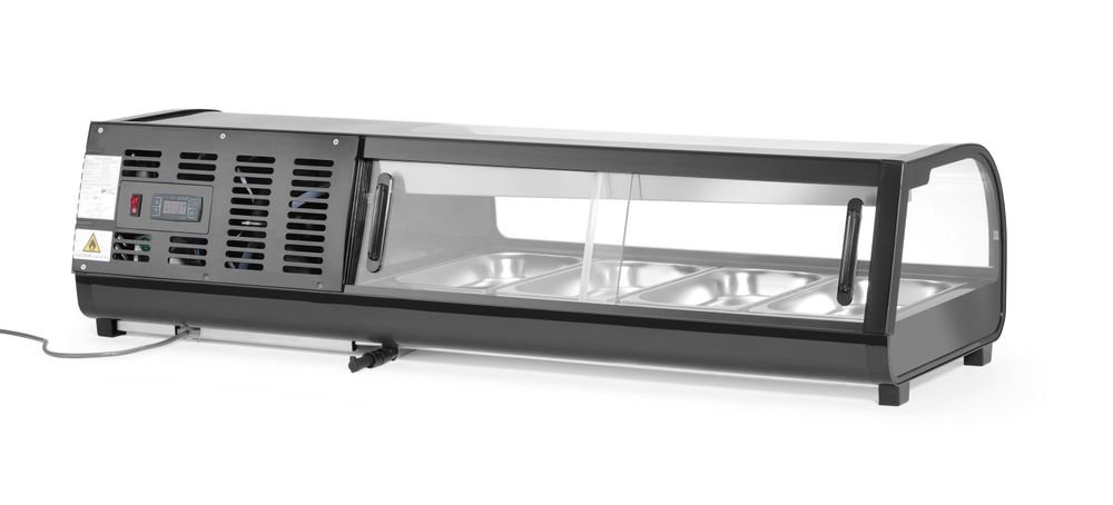 Sushi-Vitrine, Arktic, Im Lieferumfang enthalten: 6x GN 1/3 (H) 40 mm., GN 1/3, Schwarz, 220-240V/190W, 1529x426x(H)296mm Sushi-Vitrine, Arktic, Im Lieferumfang enthalten: 4x GN 1/3 (H) 40 mm., GN 1/3, Schwarz, 220-240V/190W, 1177x426x(H)296mm