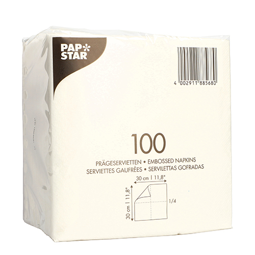 36000 Servietten, 1-lagig 1/4-Falz 30 cm x 30 cm weiss