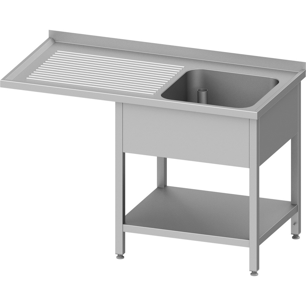 Spültisch mit Grundboden, und Überstand, 1400x600x900 mm, mit einem Becken rechts, mit Aufkantung, verschweißt