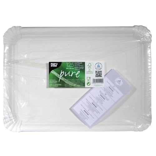 11250 Teller, Pappe "pure" eckig 24 cm x 33 cm weiss