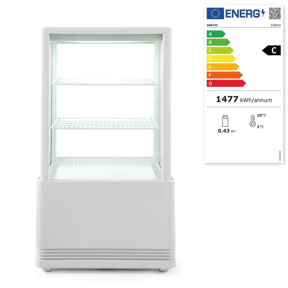 Aufsatz-Kühlvitrine 58 Liter, Arktic, schwarz, 230V/170W, 452x406x(H)830mm