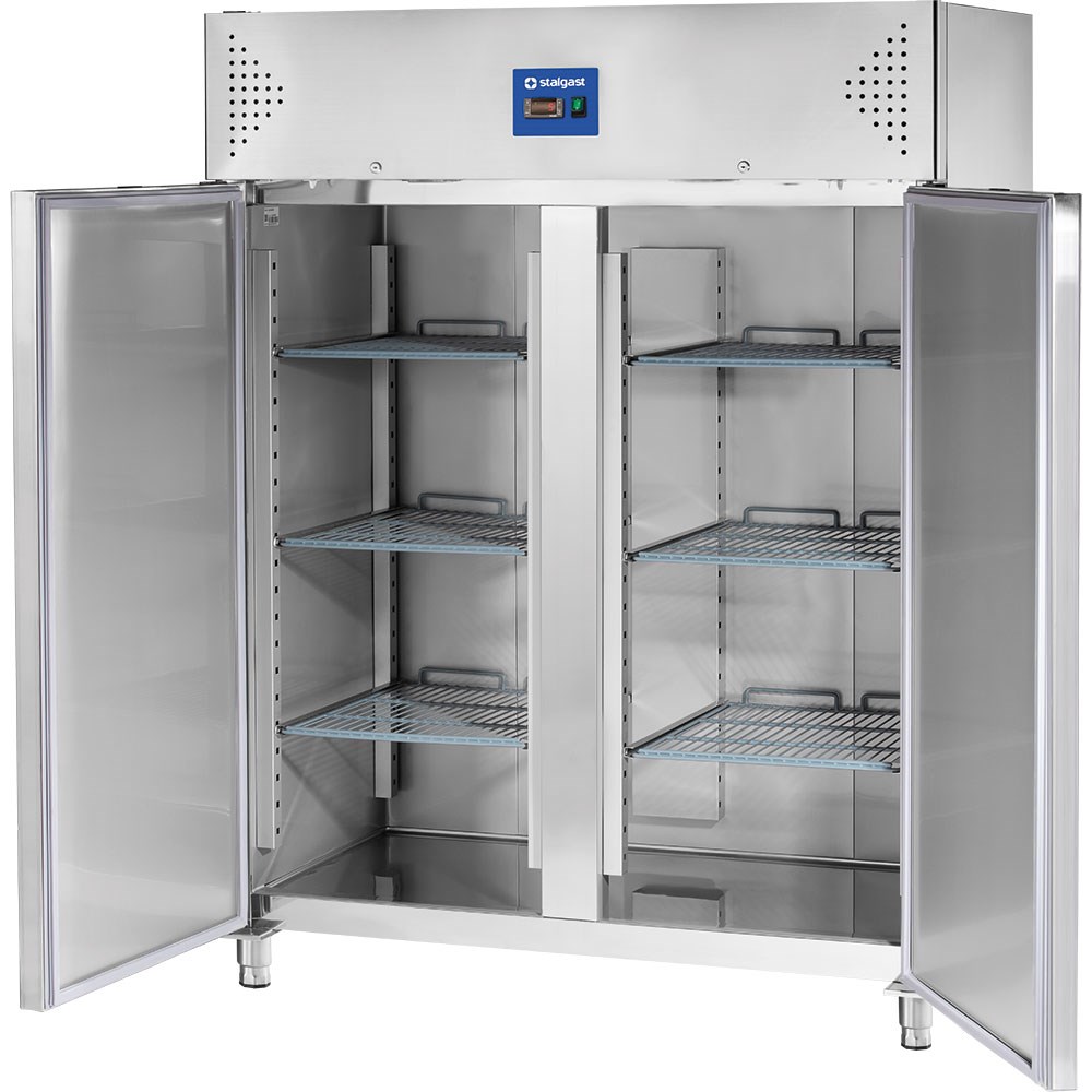 Doppeltür-Kühlschrank, Edelstahl, GN 2/1, 1480x830x2010 mm (BxTxH), 0,44 kW Doppeltür-Kühlschrank, Edelstahl, GN 2/1, 1480x830x2010 mm (BxTxH)