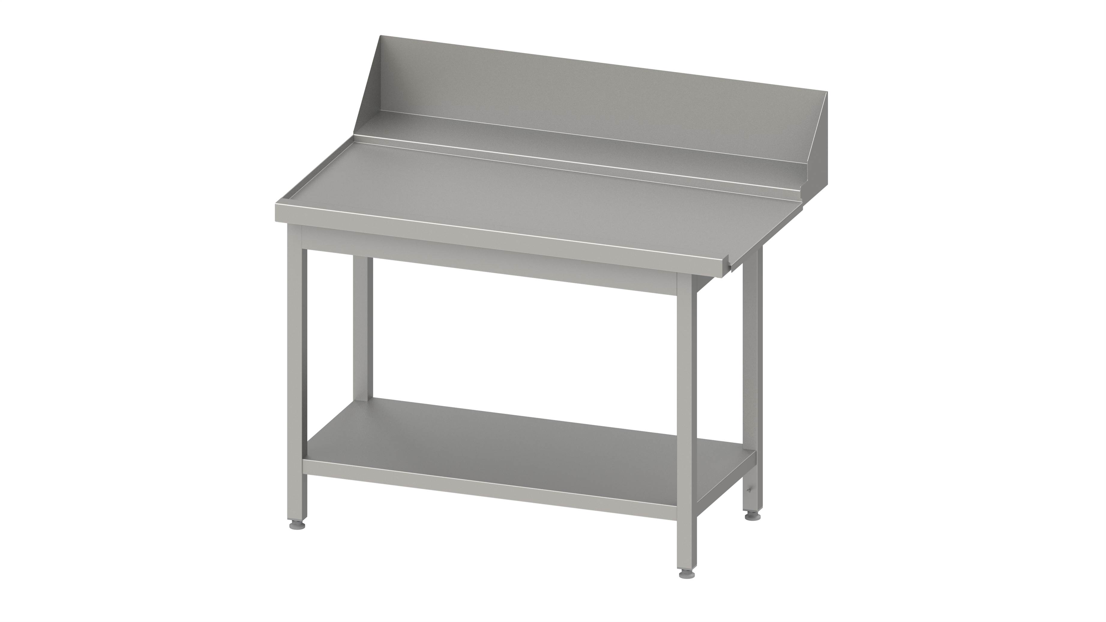 Ablauftisch "PRO", Korbführung mit Gefälle, mit Grundboden, 800x750x880 mm, Anbauseite links, mit Aufkantung 200 mm, verschweißt Ablauftisch "PRO", Korbführung mit Gefälle, mit Grundboden 1800x750x880 mm, Anbauseite links, mit Aufkantung 200 mm und Beckenblende, verschweißt