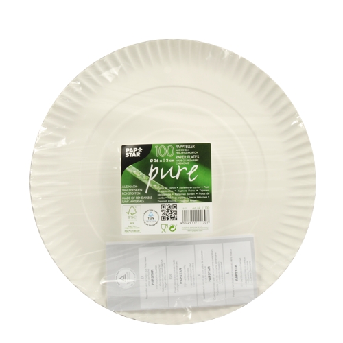 6000 Teller, Pappe "pure" rund Ø 26 cm · 2 cm weiss