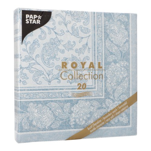 12000 Servietten "ROYAL Collection" 1/4-Falz 40 cm x 40 cm arktikblau "Ornaments"