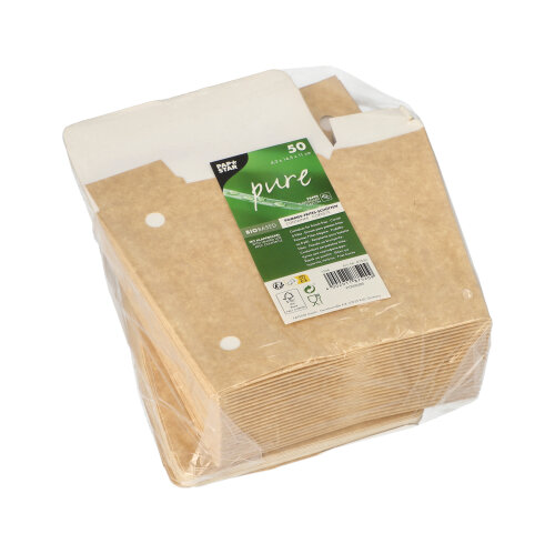 8550 Pommes-Frites-Schütte, Pappe "pure" 4,3 cm x 14,5 cm x 11 cm braun mit Klappdeckel