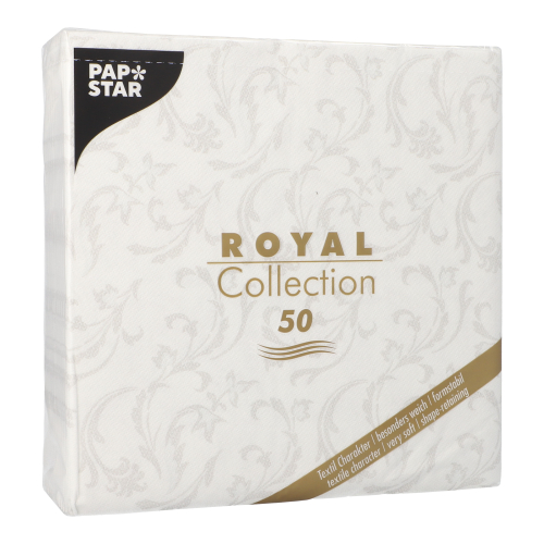 12500 Servietten "ROYAL Collection" 1/4-Falz 40 cm x 40 cm weiss "Damascato"