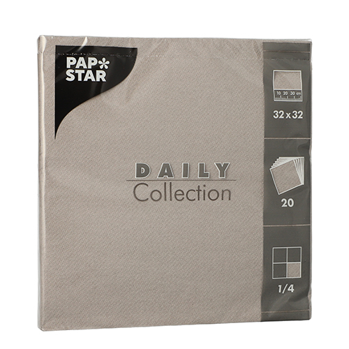 25200 Servietten "DAILY Collection" 1/4-Falz 32 cm x 32 cm grau