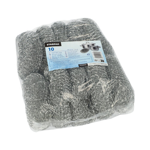 10 Topfreiniger, Draht rund Ø 12 cm · 3 cm silber , kratzend 1750 Topfreiniger, Draht rund Ø 12 cm · 3 cm silber , kratzend