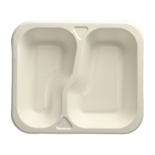 7200 Siegelschalen, Zuckerrohr 2-geteilt 1000 ml 4,2 cm x 21,2 cm x 25 cm weiss