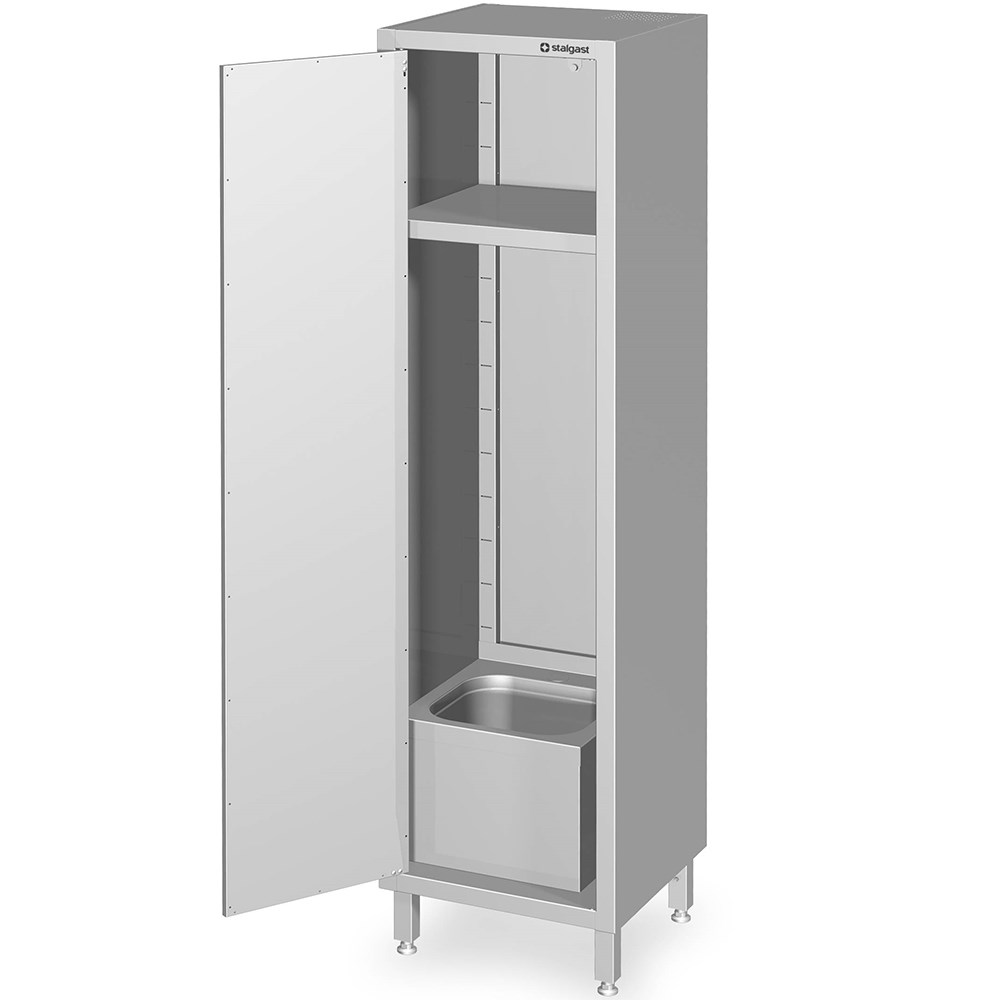 Hochschrank mit Spülbecken für Reinigungsutensilien, 500x500x2000 mm, verschweißt