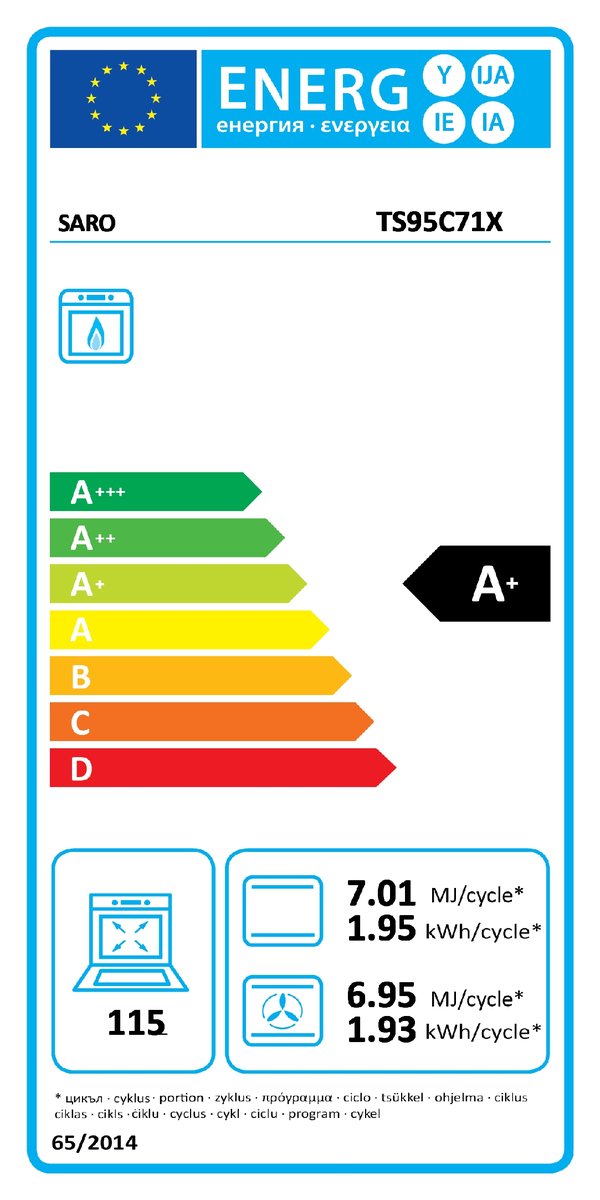 MultifunktionsherdGas/GasModellTS95C71X MultifunktionsherdGas/GasModellTS95C71X