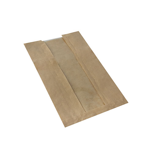 42000 Sichtstreifenbeutel mit PLA-Fenster "pure" 30 cm x 16 cm x 6 cm braun