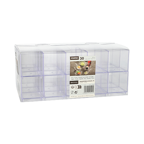 270 Fingerfood - Schalen, PS eckig 55 ml 4,7 cm x 4,2 cm x 4,2 cm glasklar