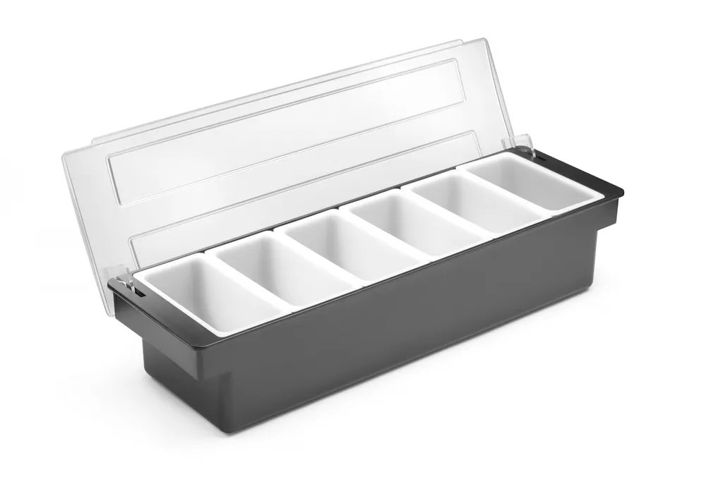 Zutatenbehälter – 6 Fächer, BarUp, 480x150x(H)100mm Zutatenbehälter – 6 Fächer, BarUp, 480x150x(H)100mm