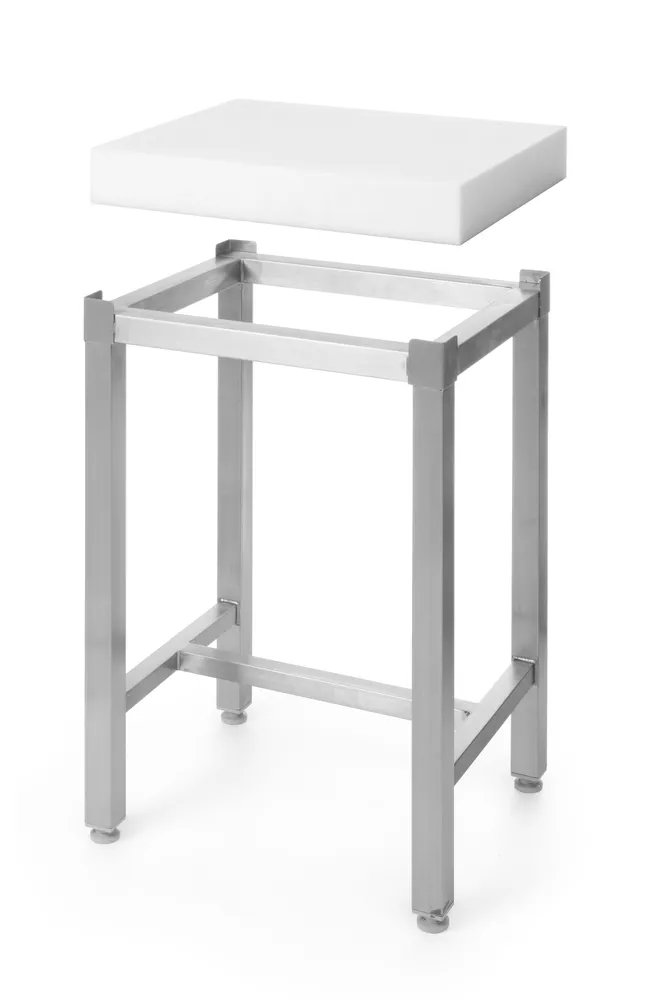 Sockel für Hackblock, Untergestell, 500x400x(H)750mm Hackblock aus Polyethylen mit Untergestell, 505656 + 505670, Weiß, 500x400x(H)800mm