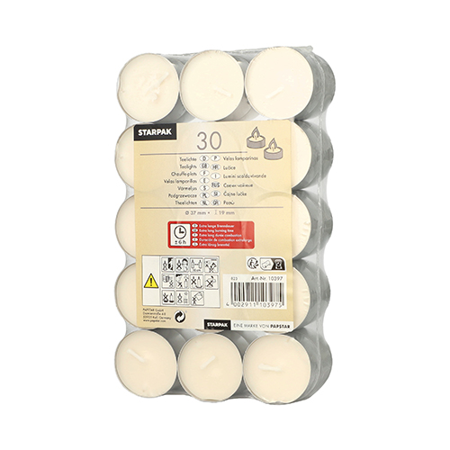 600 Teelichte Ø 37 mm · 19 mm weiss · mit langer Brenndauer 6 h 21600 Teelichte Ø 37 mm · 19 mm weiss · mit langer Brenndauer 6 h