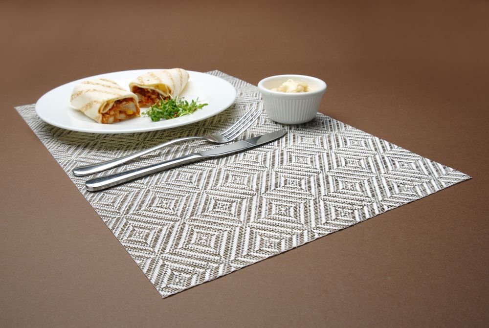 Platzset, geometrisches Muster, HENDI, Silber, 6 Stk., 450x300mm