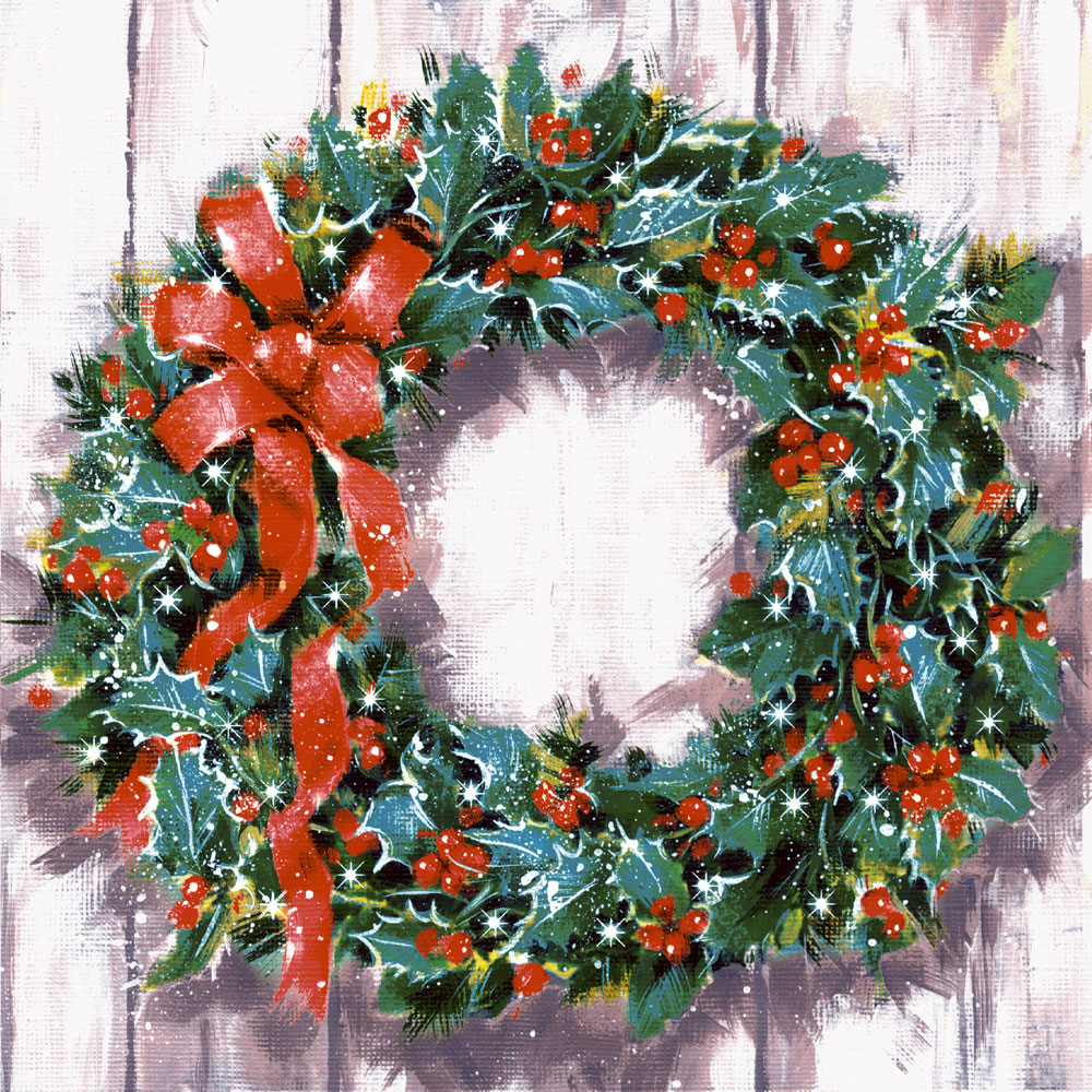 160 Servietten, 3-lagig 1/4-Falz 33 cm x 33 cm "Classic Wreath"
