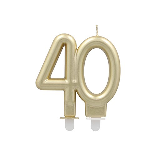 2880 Jubiläumskerzen mit Halter 7 cm gold "40"