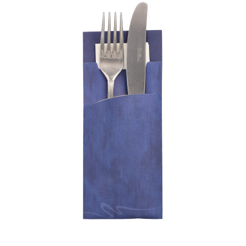 520 Bestecktaschen 20 cm x 8,5 cm blau inkl. weißer Serviette 33 x 33 cm 2-lag.