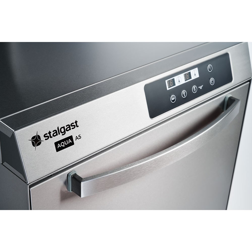 Geschirrspülmaschine Aqua A5 inkl. Klarspülmittel- und Reinigerdosierpumpe, 400V, 6,5 kW Geschirrspülmaschine Aqua A5 GN1/1 mit Klarspül-, Ablauf-, Klarspülmittel- und Reinigerdosierpumpe sowie 3 Spülprogrammen