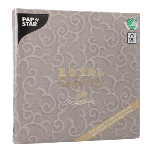 20 Servietten "ROYAL Collection" 1/4-Falz 40 cm x 40 cm grau "Casali" 12000 Servietten "ROYAL Collection" 1/4-Falz 40 cm x 40 cm grau "Casali"
